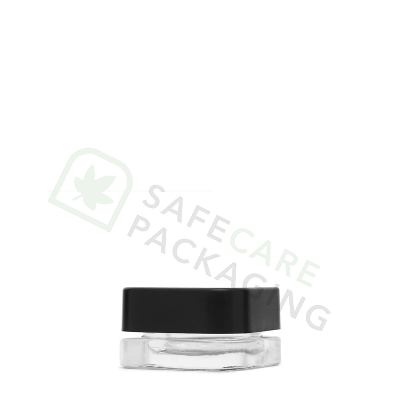 5.0 ml Square Clear Glass Concentrate Container / CR Square Black Cap (504 Count)