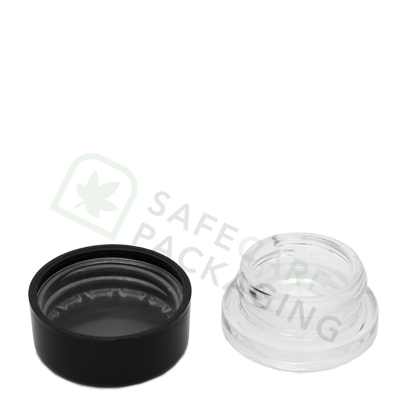 9.0 ml Round Clear Glass Concentrate Container / CR Black Cap (320 Count)