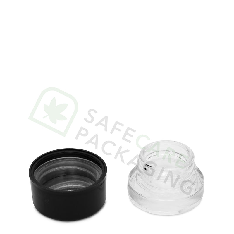 5.0 ml Round Clear Glass Concentrate Container / CR  Black Cap (504 Count)