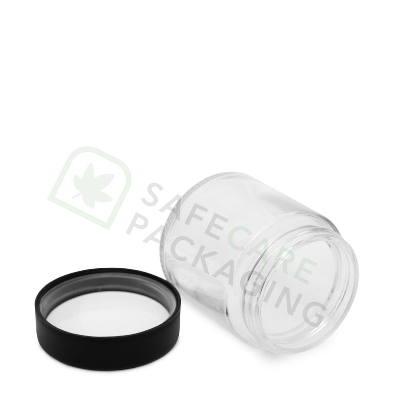 3.0 oz Glass Jar / Flat Black CR Cap (150 Count)