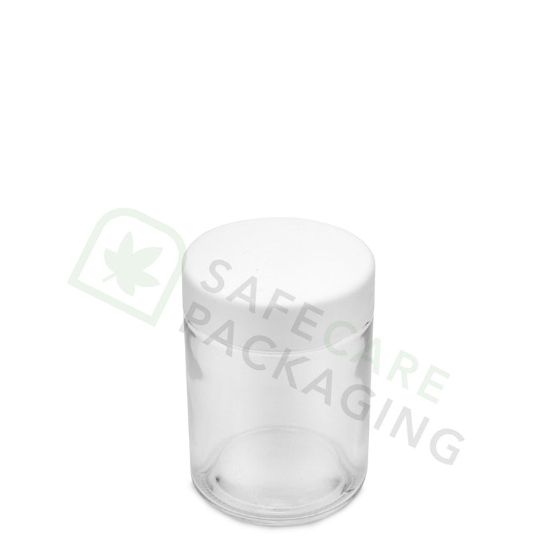 4.0 oz Glass Jar / Flat White CR Cap (100 Count)