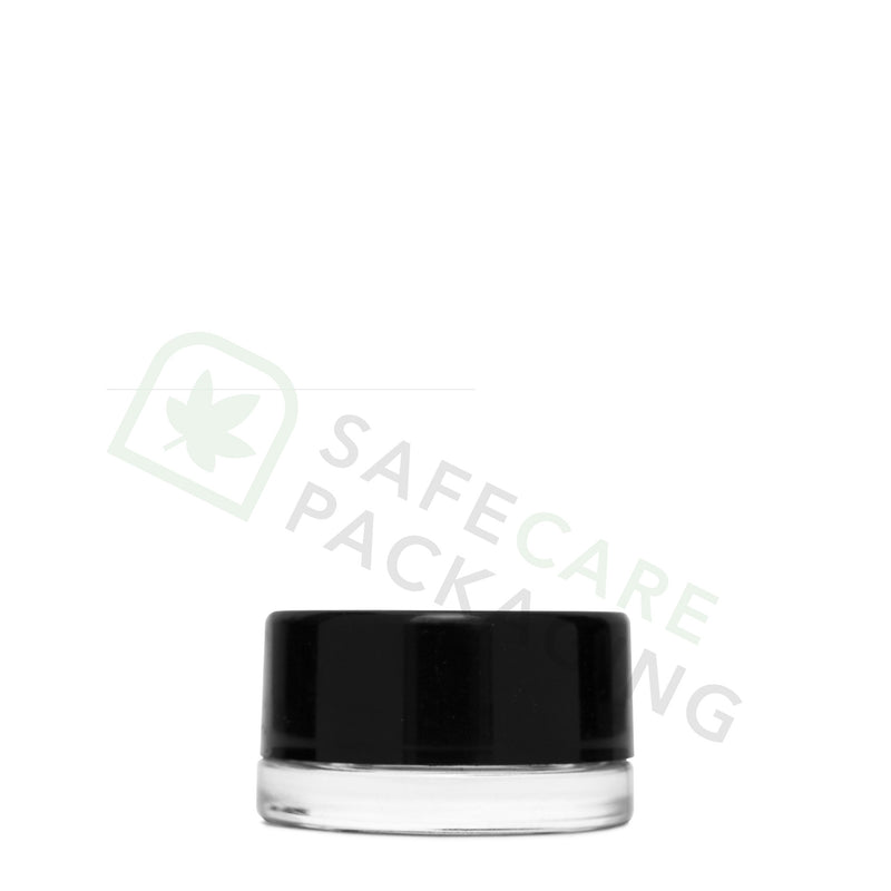 9.0 ml Round Clear Glass Concentrate Container / CR Black Cap (320 Count)