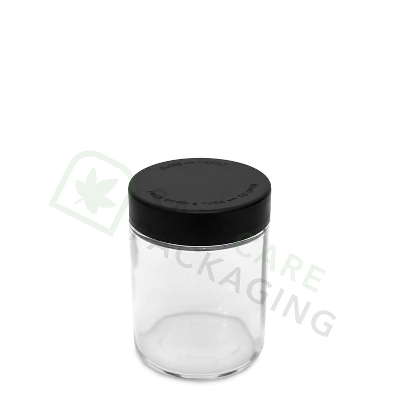 4.0 oz Glass Jar / Flat Black CR Cap (100 Count)