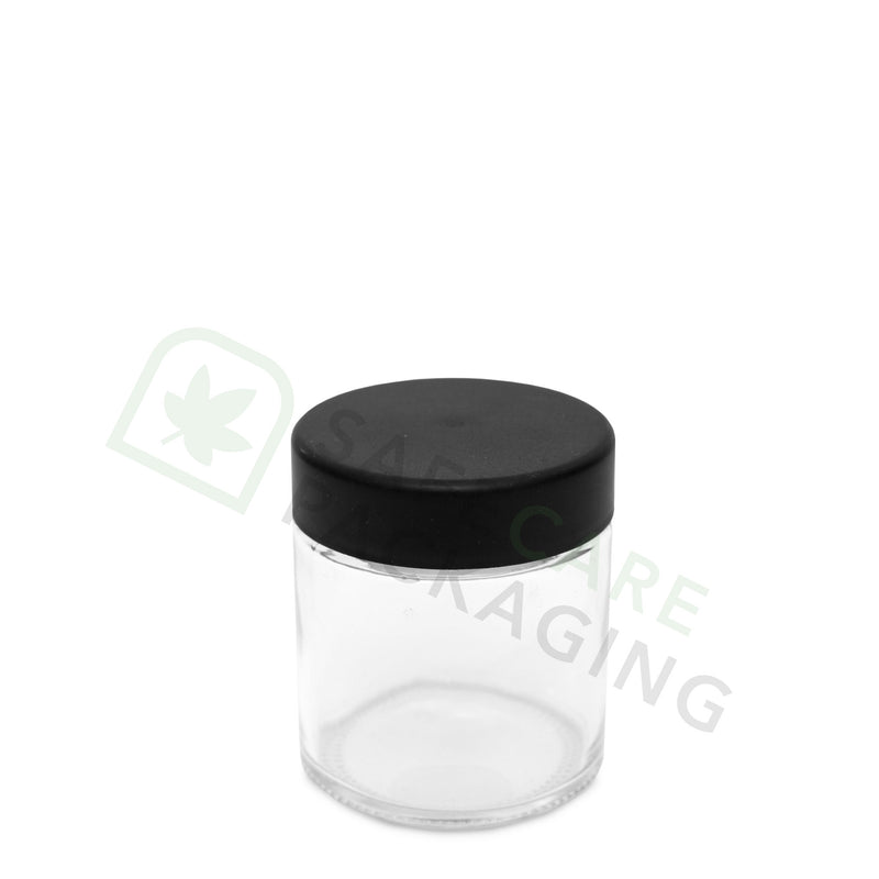 3.0 oz Glass Jar / Flat Black CR Cap (150 Count)