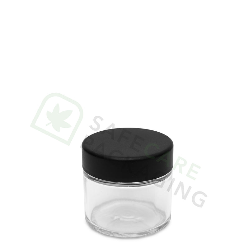 2.0 oz Glass Jar / Flat Black CR Cap (200 Count)