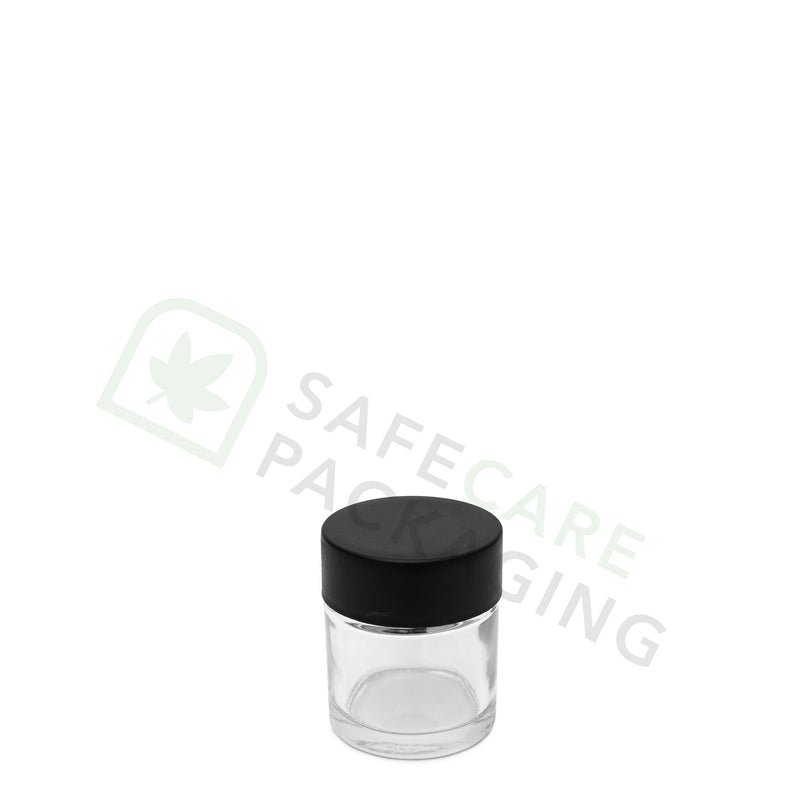 1.0 oz Glass Jar / Flat Black CR Cap (250 Count)